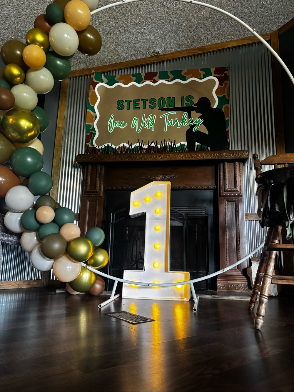 Marquee Light Number '1' with Warm Yellow Bulbs